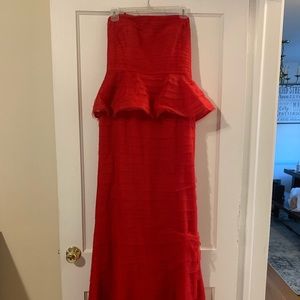 Red Mermaid Peplum Gown